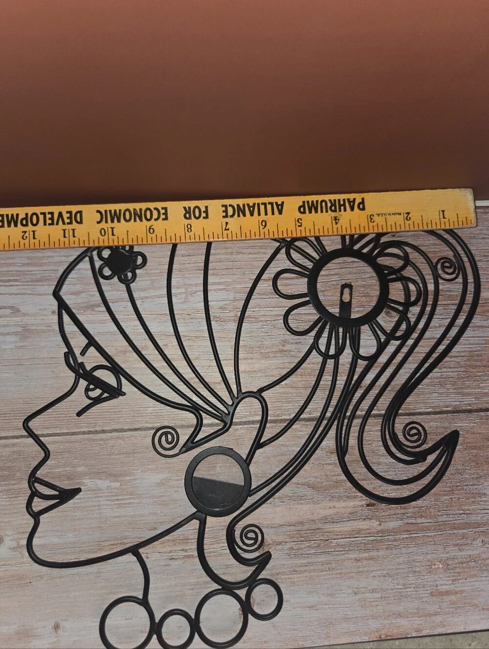 Black Metal Woman Profile Wall Art Set– Floral Hair Accent